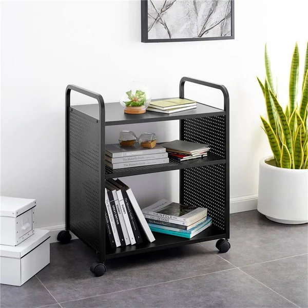 Hawthorne Collections Metal Bar and Serving Cart in Black