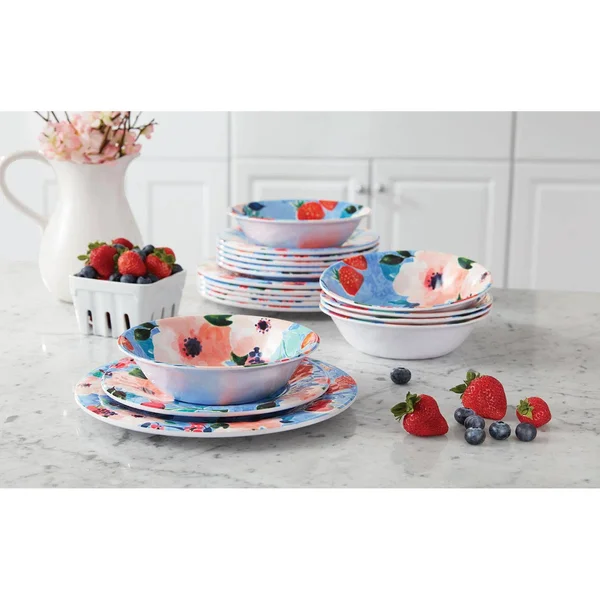Member&s Mark 18pc Melamine Dinnerware Set-Farmstand Floral