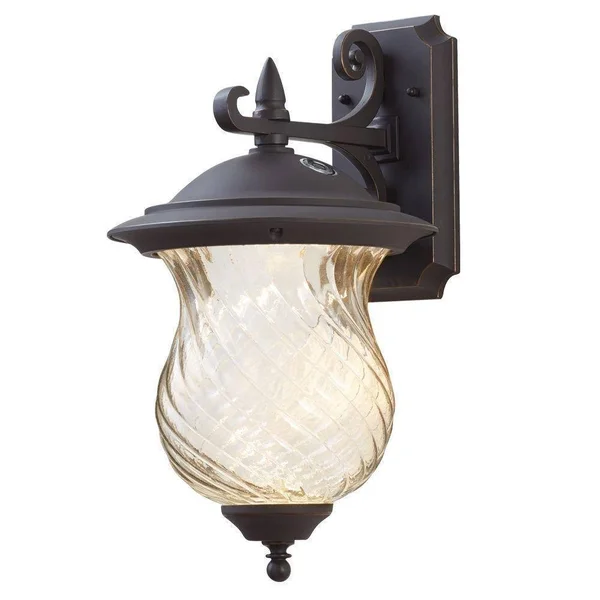 Home Decorators Aged Patina Outdoor Wall Lantern with Recessed Photocell