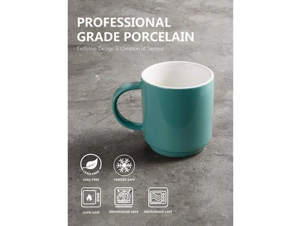 Sweese 616.002 Stackable Coffee Cups - 10 Ounce for Specialty Coffee Drinks - Cappuccino, Cafe Mocha, Latte and Tea, Set of 6, Ho