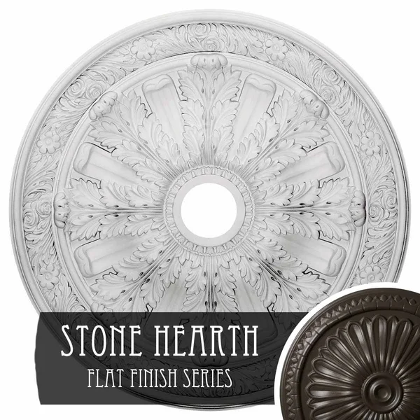 30x22OD x 3 7/8x22ID x 3 1/4x22P Flagstone Ceiling Medallion Stone Hearth Finished