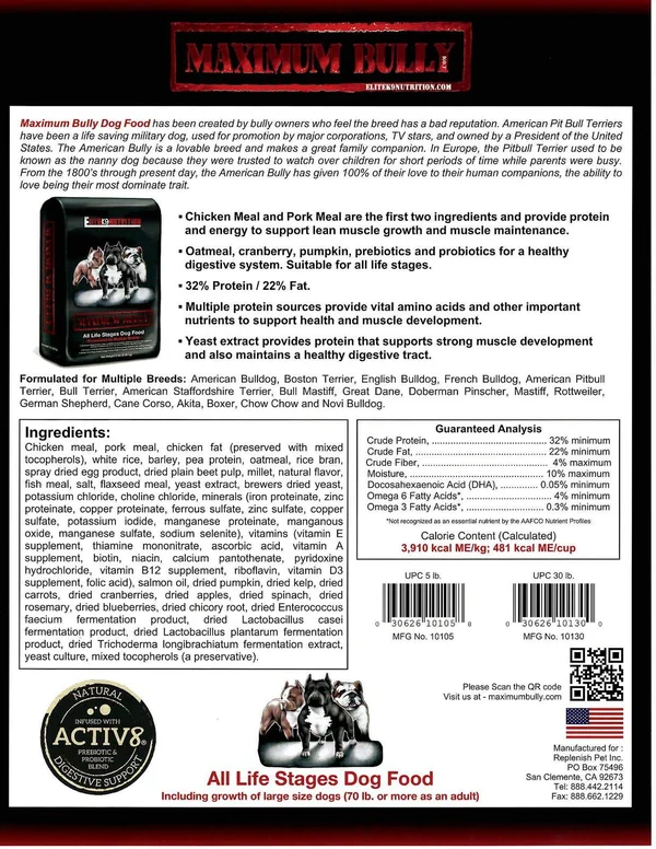 Maximum Bully Dog Food, 33 lb
