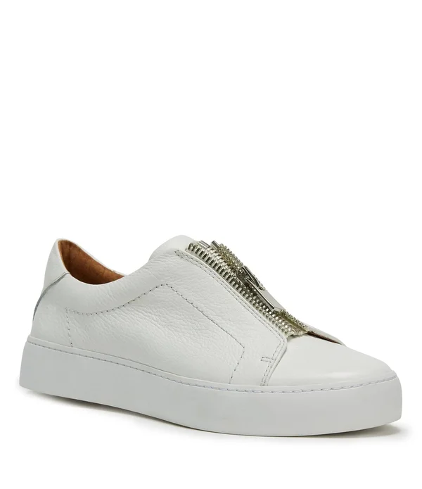 Frye Lena Zip Low Sneakers in White, Women's Size 10