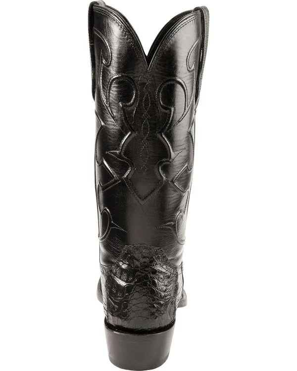 Lucchese Men's Charles Belly Crocodile Exotic Western Boots - Black (10.5)