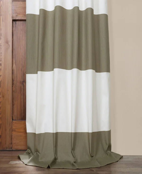Horizontal Stripe Cotton Curtain Panel