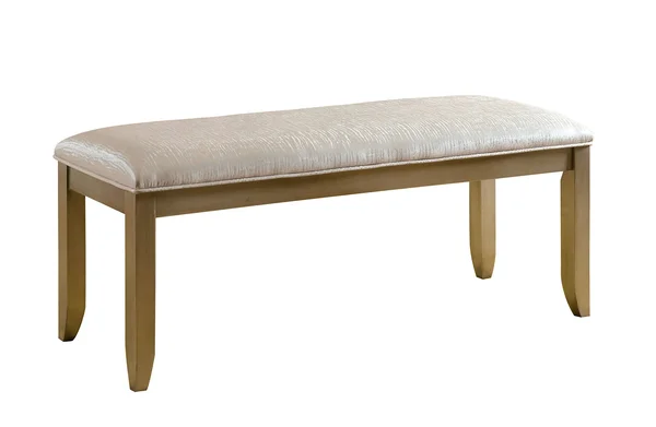 Furniture of America Ketner Modern Metallic Fabric Bench in Silver