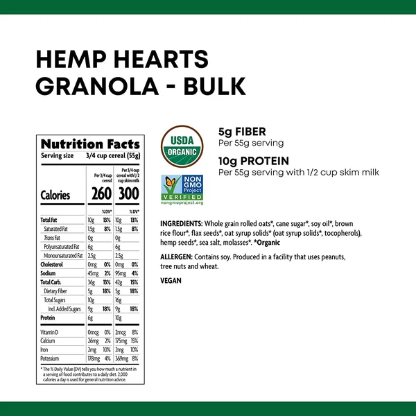 Nature&s Path Organic Hemp Plus Granola - 1 lb box, Case of 25