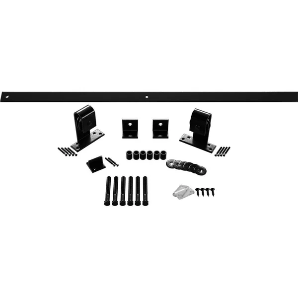 Premium J-Top Mount Barn Door Hardware Set for 1 3/8x22 to 2 1/4x22 Doors (Track Length: 48 Inches - Black)