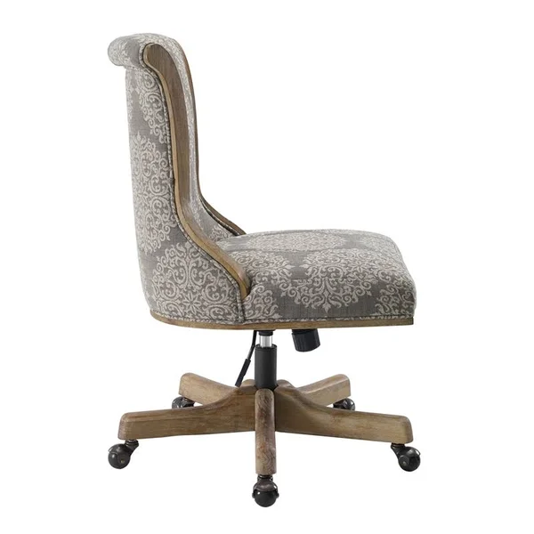 Linon Pearl Wood Upholstered Office Chair in Gray - CYMX1083
