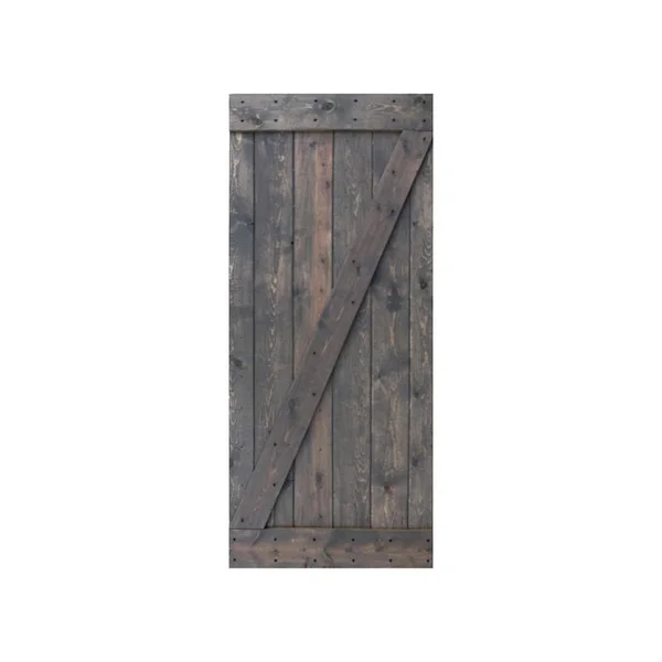 WELLHOME Z Series 36 in. x 84 in. DIY Smoky Gray Finished Knotty Pine Wood Barn Door Slab