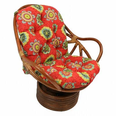 Swivel Indoor/Outdoor Rocking Chair Cushion Bay Isle Home Fabric: Kingsley Stripe Ruby