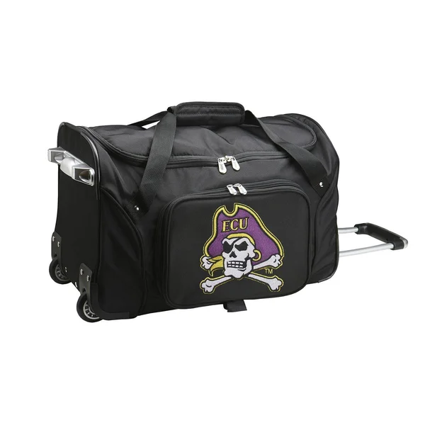 Denco East Carolina Pirates 22-inch Wheeled Duffel Bag, Black