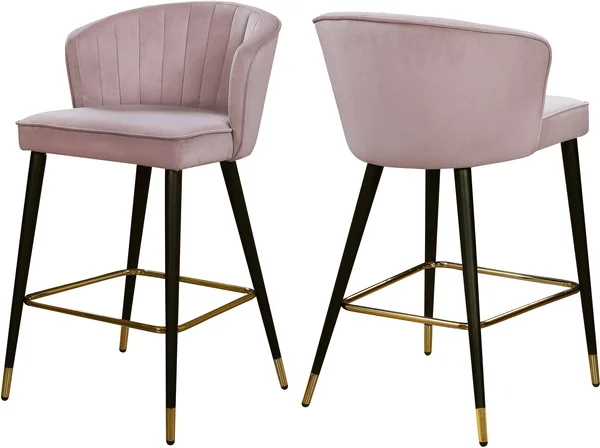 Meridian Furniture Cassie Pink Velvet Stool (Set of 2)