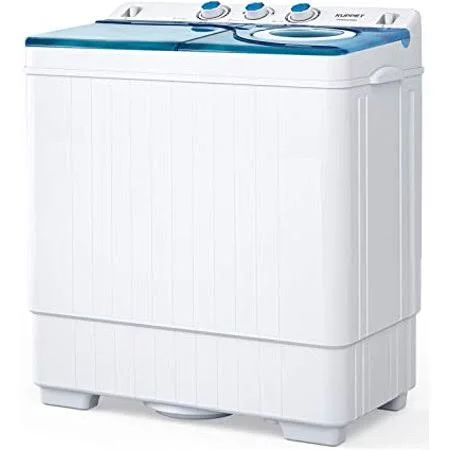 KUPPET Compact Twin Tub Portable Mini Washing Machine 26lbs Capacity, Washer(18lbs)u0026Spiner(8lbs)/Built-in Drain Pump/Semi-Au