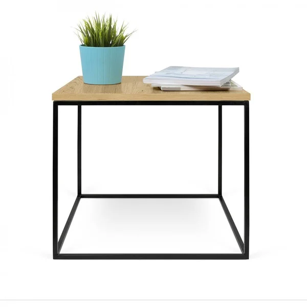 Temahome Gleam 20x22x20x22 Side Table - Oak, Chrome