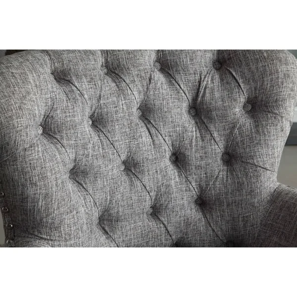 Bentley Button Tufted Accent Chair with Nailhead TRIM - Gray-White