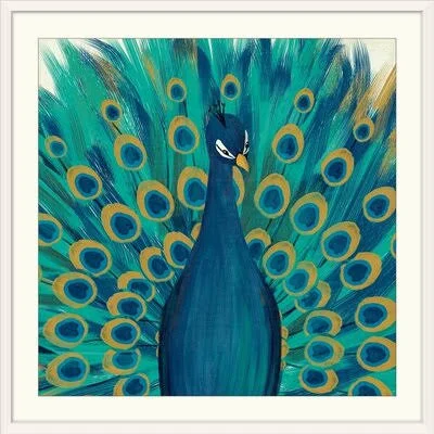 &Proud As A Peacock I& by Veronique Charron Painting Print Great Big Canvas Format: White Frame, Size: 20x22 H x 20x22 W x 1x22