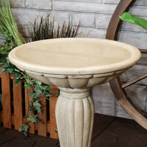 Sunnydaze Grecian Garden Reinforced Concrete Bird Bath - 16-inch