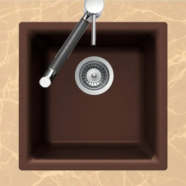 Houzer E-100 Quartztone Series Granite Dual Mount Bar/Prep Sink, Sand