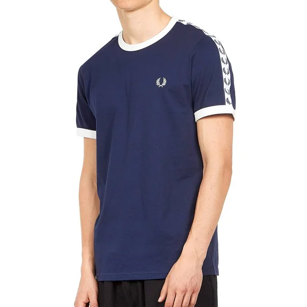 Fred Perry Taped Ringer T Shirt Blue