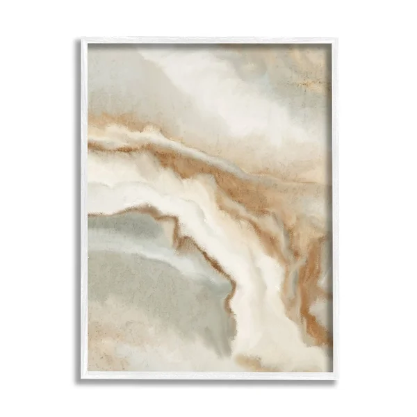 Stupell Industries Abstract Stream Water Design Brown Beige Gray Framed Wall Art - White - 24 x 30