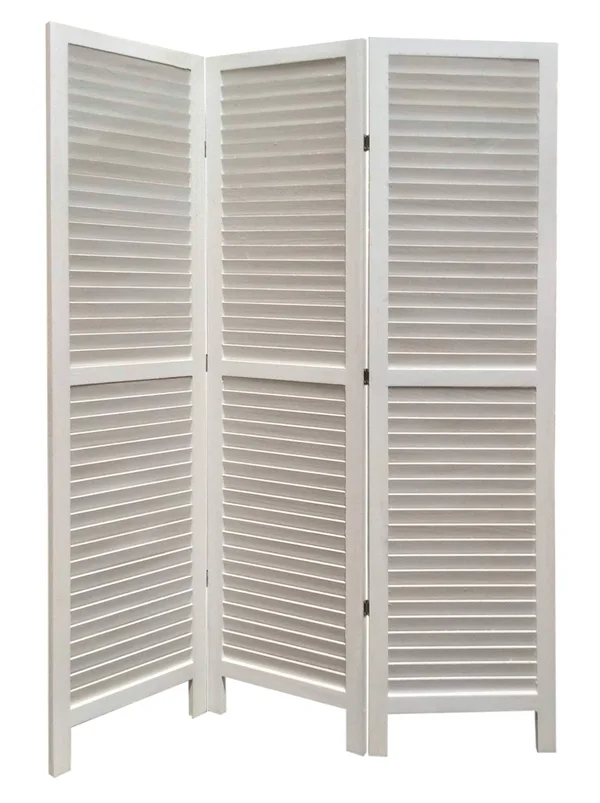 48x22 x 67x22 White Wood Shutter Screen