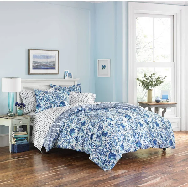 Poppy & Fritz Brooke Duvet Cover Set, Twin, Blue