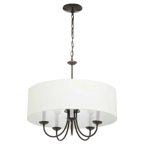 Progress Lighting P4217-20 Drum Shade Antique Bronze 5 Light Chandelier
