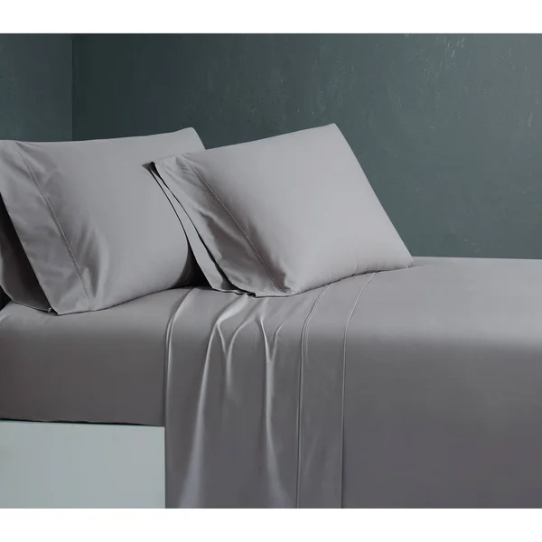 Sean John Solid Cotton Percale Grey Queen Sheet Set