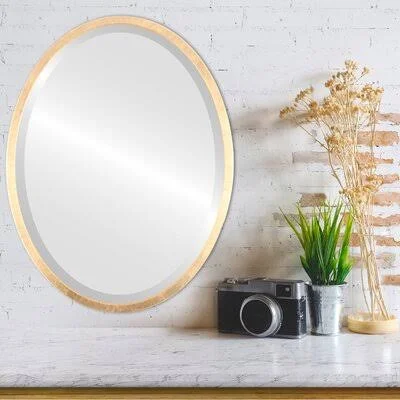 Javion Framed Oval Mirror - Rubbed Black Ivy Bronx Finish: Gold Leaf - Size: 13.12x22 H x 17.12x22 W