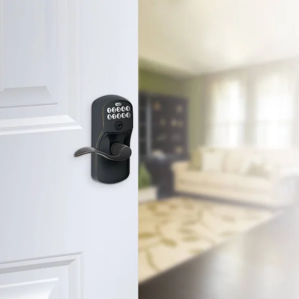 Schlage FE595 PLY/ACC Plymouth Keypad Flex-Lock Entry Leverset with Accent Lever Antique Pewter