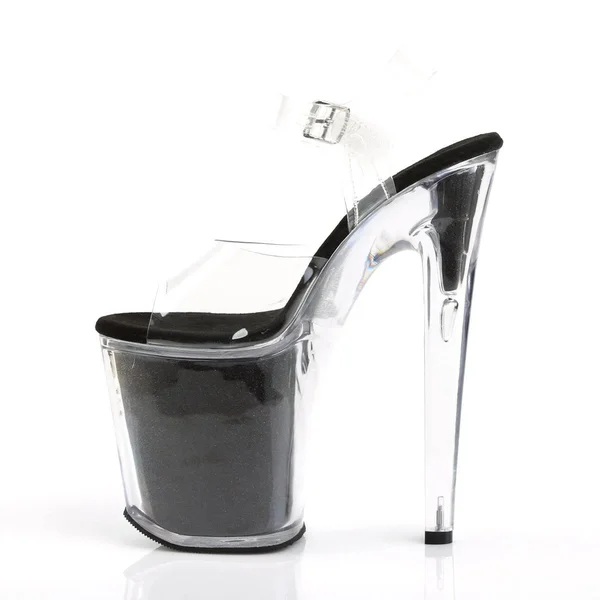 Pleaser - XTREME-808G 11, Clear/Black Glitter