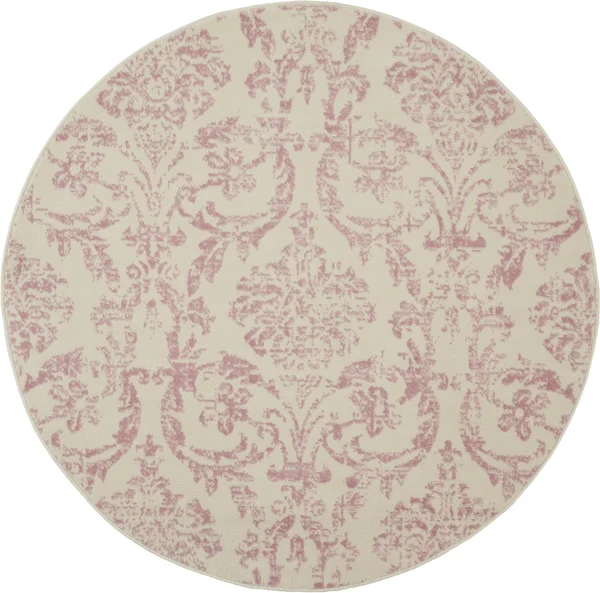Nourison Jubilant Area Rug, Ivory/Pink, 5&3x22 x Round
