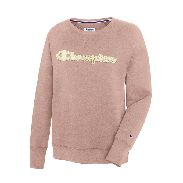 Champion Women's Powerblend Fleece Crew, Chainstitch Logo Amazing Aqua, M