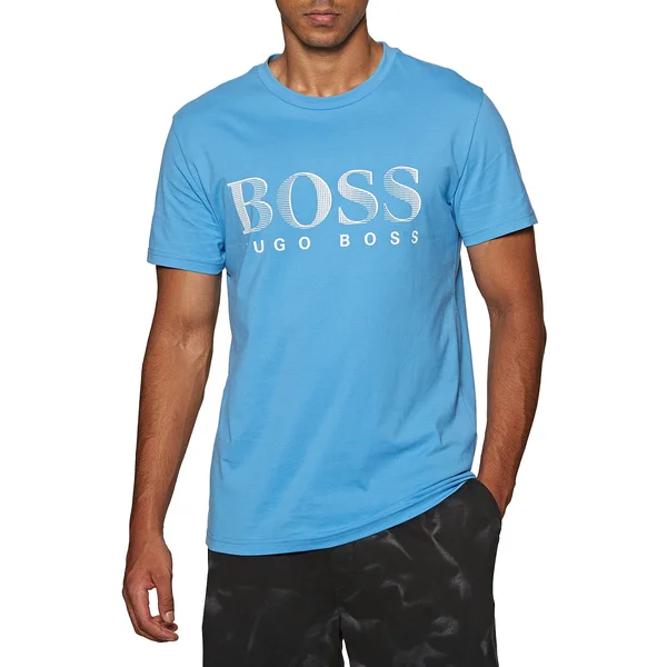 Boss Round Neck Men's Short Sleeve T-Shirt - Open Blue