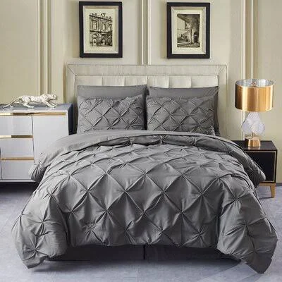 6-8 Pieces Bed in A Bag Set - Pinch Pleat Bedding Comforter Sets - Microfiber Down Alternative Calking Comforter Set Latitude Run