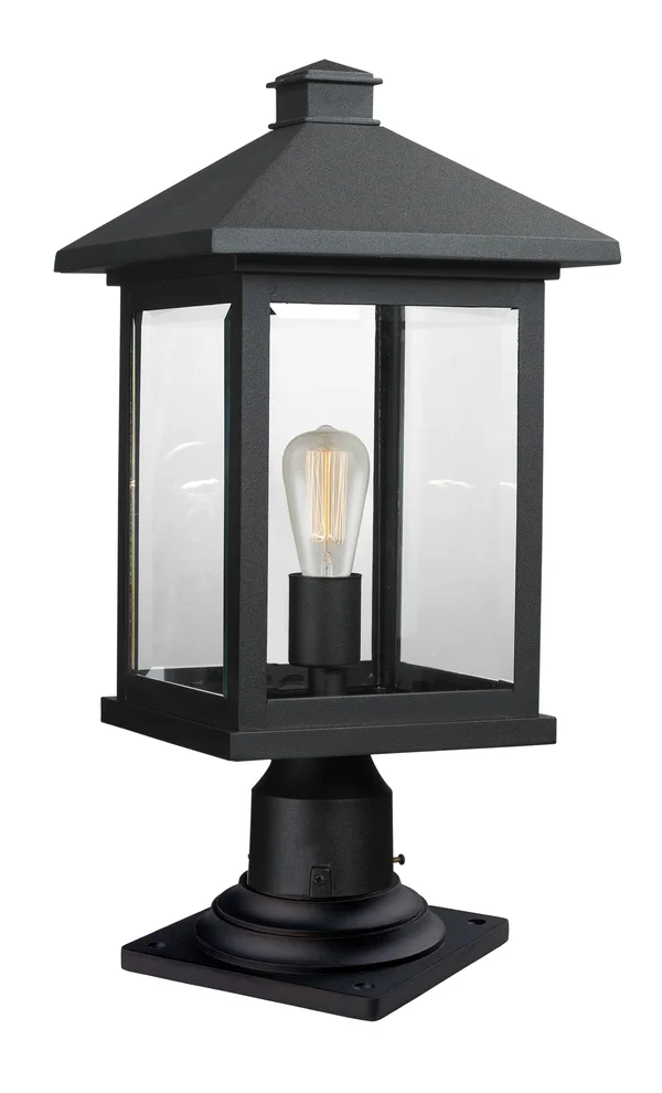 Z-Lite 531PHBR-533PM-BK Portland 1 Light Outdoor Pier Mount Light, Black