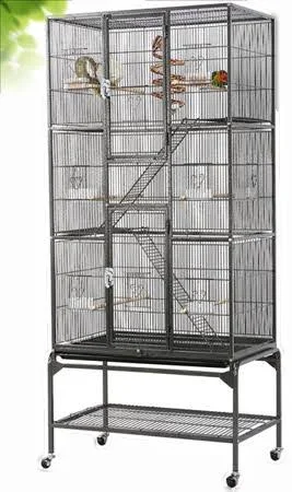 Extra Large Bird Parrot Cage Rolling Metal Pet Cage with Detachable Stand, Size: 31.9 x 18.3 x 69&&(WxDxH)