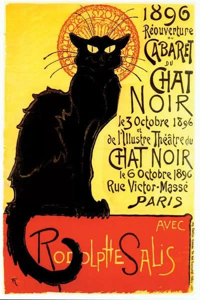 Framed Poster Prints - Cabaret DU Chat Noir, 1896 by Theophile Alexandre Steinlen ( Animal Art > Cats > Black Cats art)