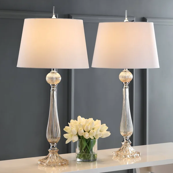 Jonathan Y Chloe 32.5 in. Champagne Glass LED Table Lamp (Set of 2)