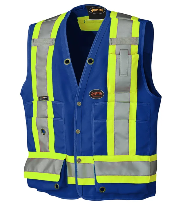 Pioneer V1010180-3XL Hi-Viz Surveyor’s Safety Vest, Royal, 3XL