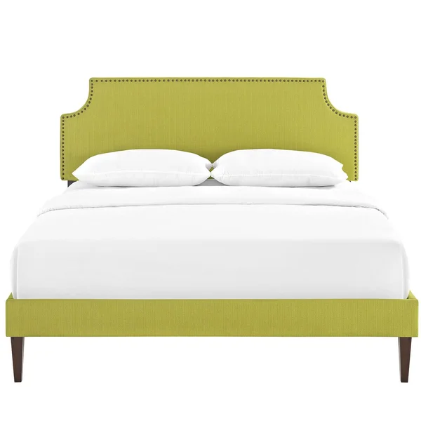 Modway Laura Queen Fabric Platform Bed with Squared Tapered Legs, Azure