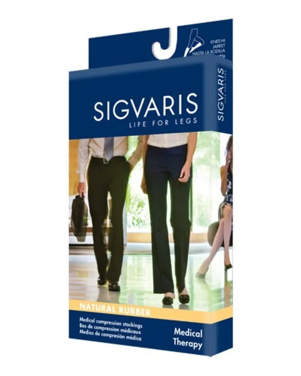 Sigvaris Natural Rubber Thigh High w/ Grip Top, Open Toe 30-40mmHg - Beige - Size L3 - 503NL3O77