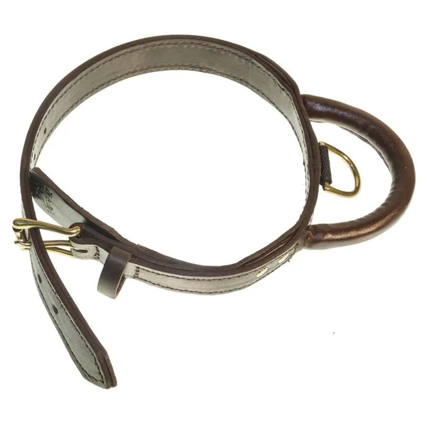 Dogline-Viper V3101-6 Two-Ply Leather Collar with Handle Brown - 2 W x