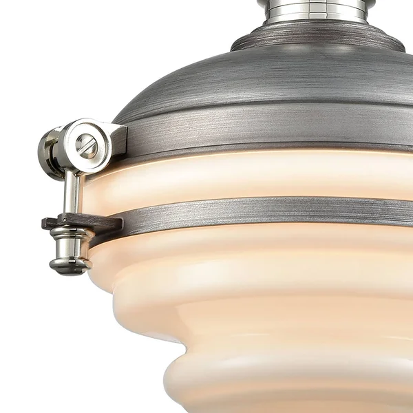 Elk Lighting 16106/1 Riley 1 Light Pendant in Weathered Zinc - Polished Nickel