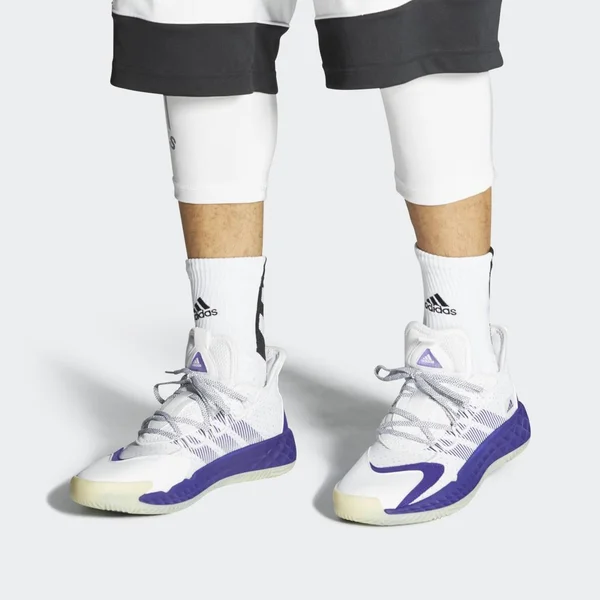 Adidas Pro Boost Low Shoes - Unisex - Cloud White - Team Colleg Purple, Chalk White - M 19, W 20