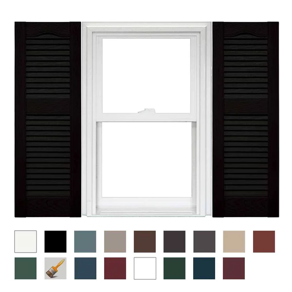 Mid America Open Louver Vinyl Shutters (1 Pair) - 14.5 x 52 002 Black