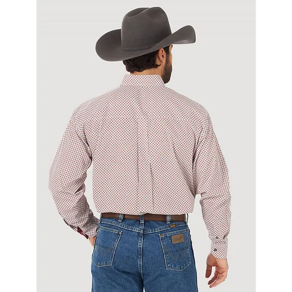 Wrangler Mens George Strait Collection Long Sleeve 1 Pkt Print Shirt Red/White Size XXL
