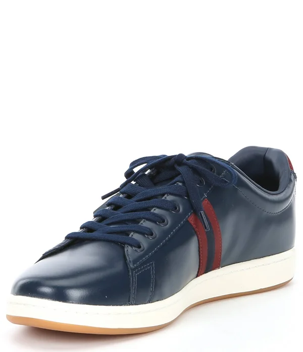 Lacoste Men's Carnaby Evo Tricolor Leather Sneakers : Navy/Dark Red