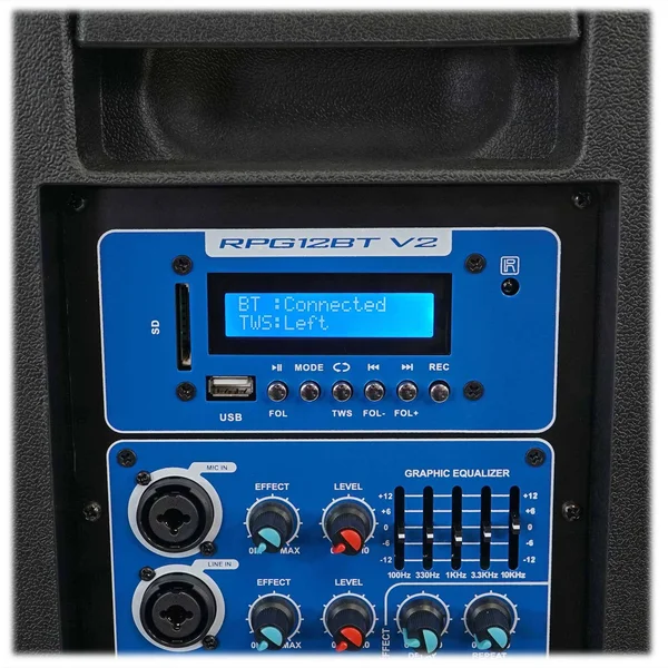 Rockville RPG12BT V2 12x22 Powered 800W DJ PA Speaker BlueTooth/Wireless/Remote/EQ